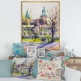 thumbnail image 2 of Designart 'Castel Through The Trees of The Park With Couple Sitting on Bench' Country Framed Canvas Wall Art Print, 2 of 5