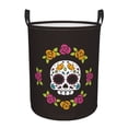 thumbnail image 1 of DouZhe Waterproof Collapsible Large Laundry Baskets, Skull Skeleton Flowers Prints Circular Hamper with Handles, 1 of 6