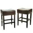 Brown Bonded Leather Counter Stools Set of 2, 26.75 Inch Kitchen Bar
