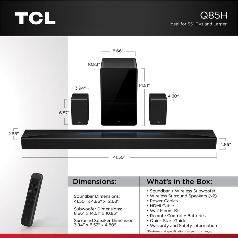 シンバ 　CELLTER TKS 4個 + BLACK 6個　Sサイズ TCL Q85H Q Class 7.1.4 Channel Sound Bar with Dolby Atmos