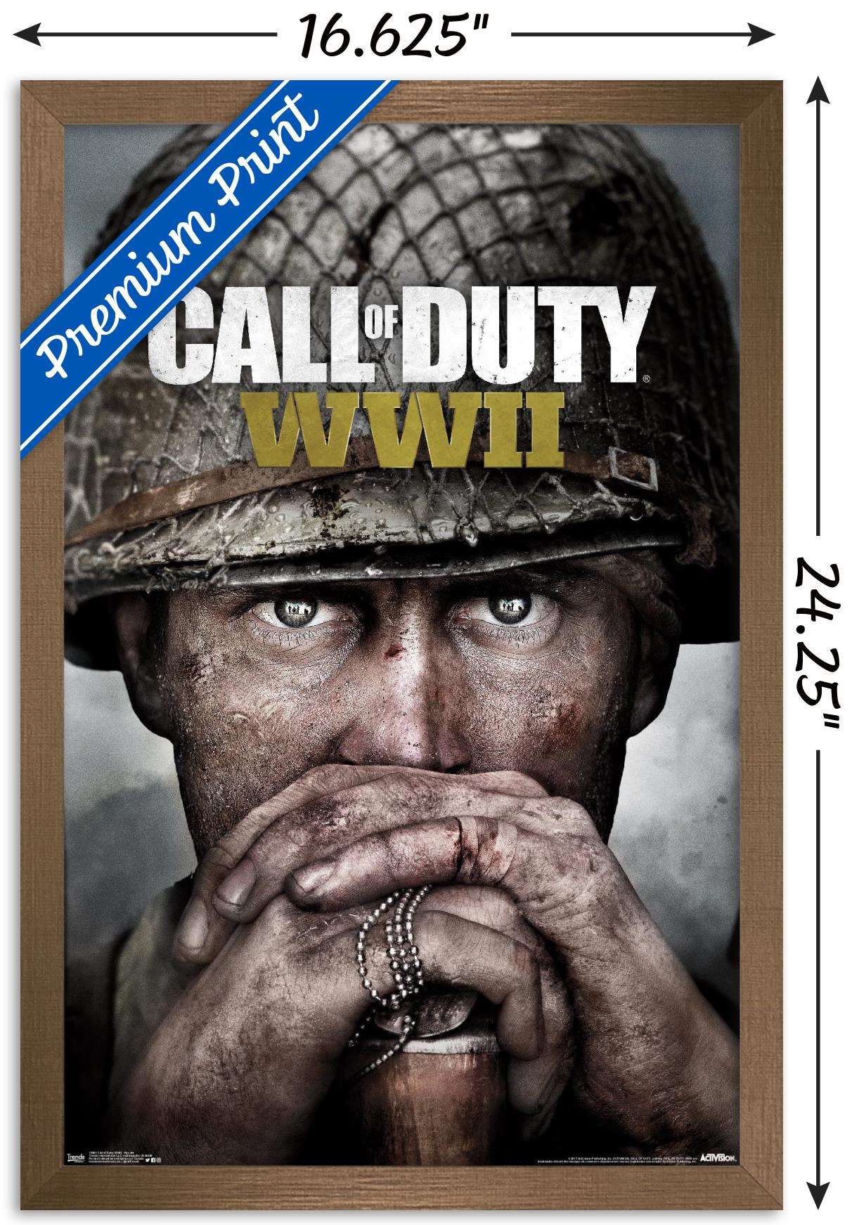 Call of Duty: WWII - Key Art Wall Poster, 14.725" x 22.375", Framed