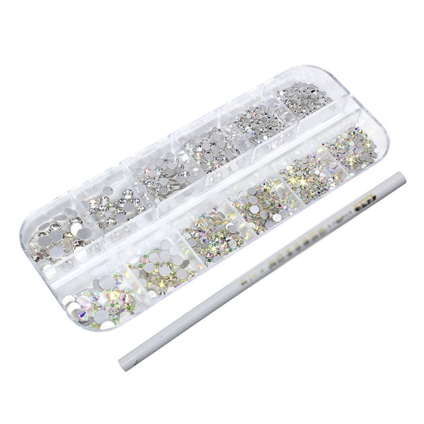 Vogacara Micro cuentas de cristal para uñas con reverso plano, diamantes de imitación de cristal redondos, piedra de grava, suministros de Type3 NO3
