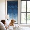 thumbnail image 2 of Navy Blue Ombre Window Privacy Film, Modern Moire Wave Gradient Static Cling UV Sun Blocking Heat Control Window Tint Day and Night, Non-Adhesive Reusable One Way Windows Privacy Cover 23.6''x59'', 2 of 7