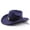 Navy, variant on Western Style Suede Cowboy Hat, Wide Brim Adjustable Fedora, Retro Belted Hat for Men & Women, 13 Colors, One Size