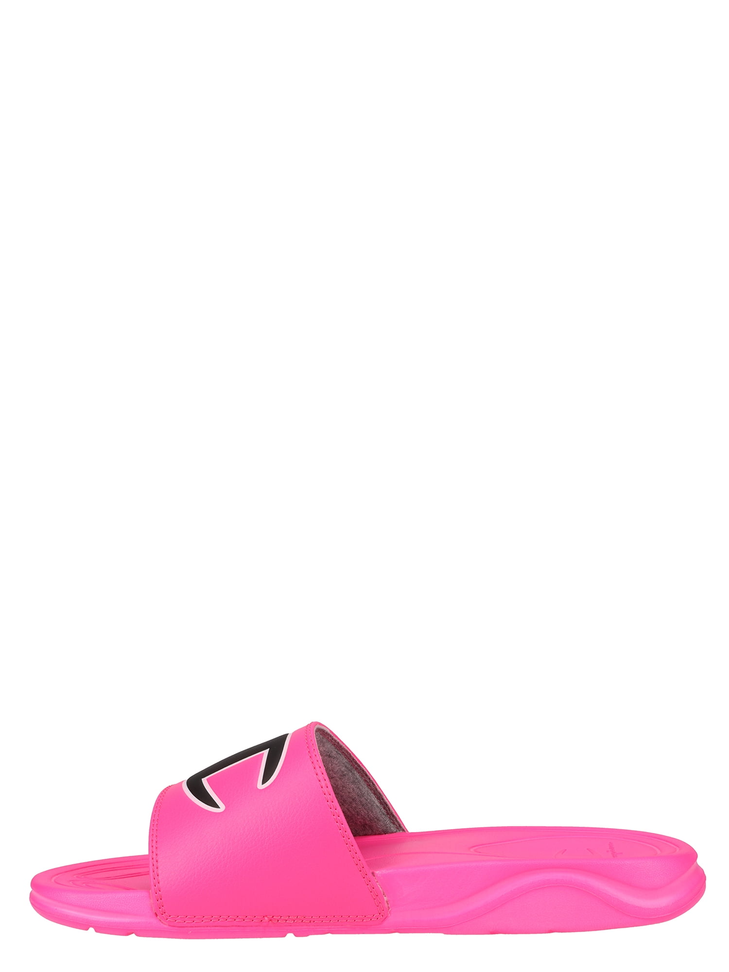 Champion Girl's Lightweight Slide Sandals, Open toe Neon Pink & Black, 7