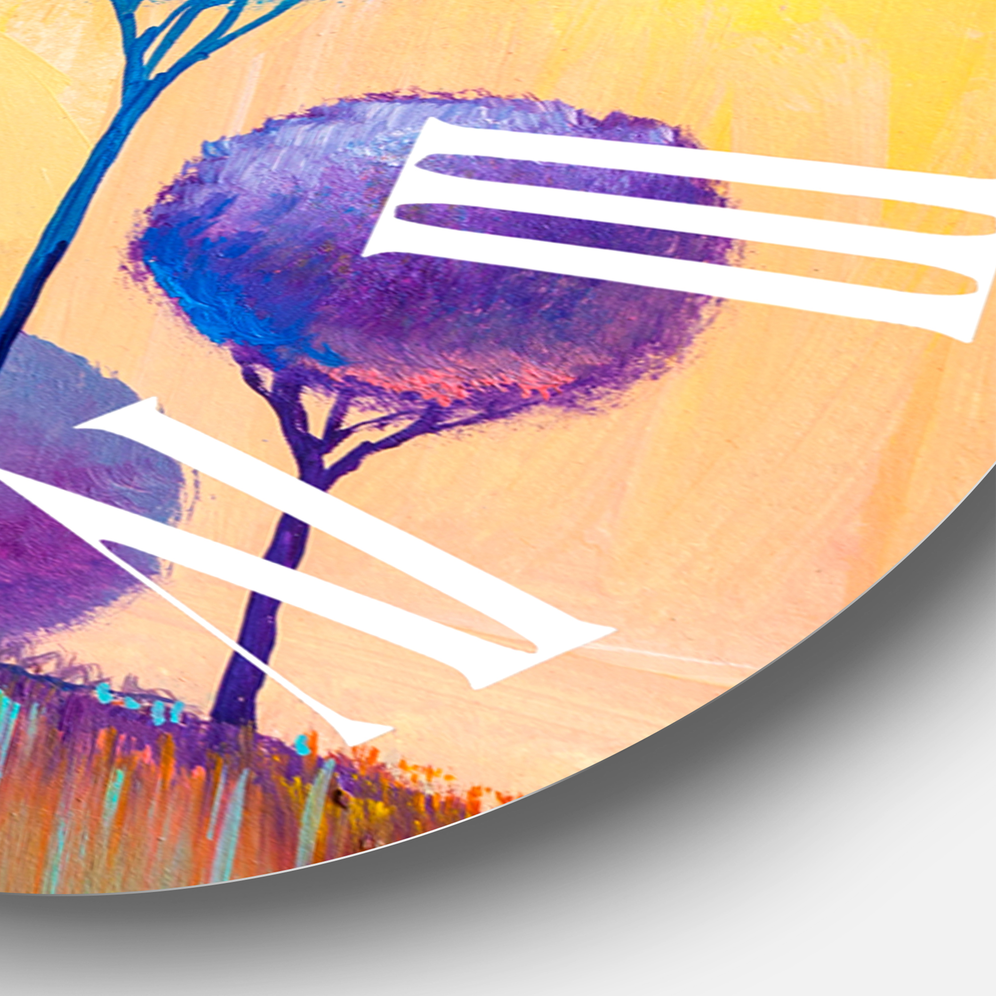Designart 'Colourful Ornamental Trees Viii' Modern Wall Clock