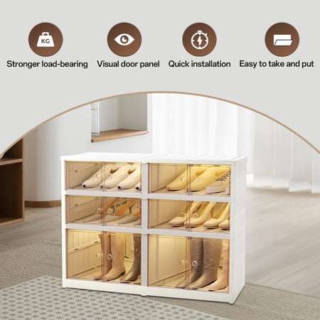 Mulaxen Foldable Shoe Rack Organizer Shoe Organizer Storage Rack 3 Tier Shoe Shelf with Clear Door Shoe Cabinet Shoe Box Space Saving for Entryway Bedroom Living Room fun