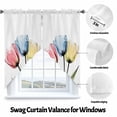 thumbnail image 3 of Tulips Swag Valances for Windows 2 Pack Colorful Floral Abstract Flowers Spring Summer Swag Kitchen Curtains 45 Inches Long Rod Pocket Short Window Treatment for Kitchen Bathroom 36"x45", 3 of 8