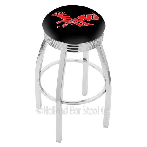 Holland Bar Stool 30 Black Wrinkle Xavier Swivel Bar Stool with Chrome Accent Ring