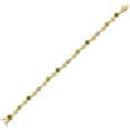 thumbnail image 2 of Gem Stone King 18K Yellow Gold Plated Silver Green Tourmaline and Green Peridot and White Lab Grown Diamond Bracelet for Women (2.47 Cttw, Gemstone October Birthstone, Round 4MM, 7.5 inch), 2 of 6
