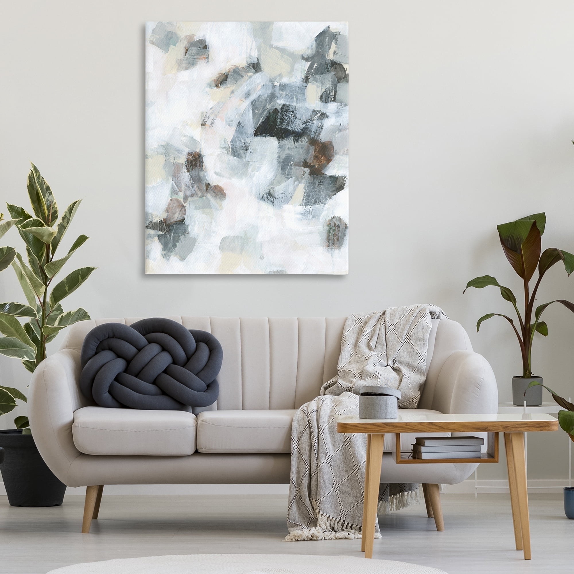 Stupell Industries Soft Grey Composition Abstract Painting Wrapped Canvas Art Print Wall Art, 36 x 48