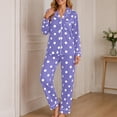 thumbnail image 7 of Blmnix Womens Sleepwear Button Up Pajamas Sleepwear Sets Bamboo Pajamas Pjs Sets Collared Straight-Leg Purple Long Sleeve Full Soft Pajama Set for Women,L, 7 of 7