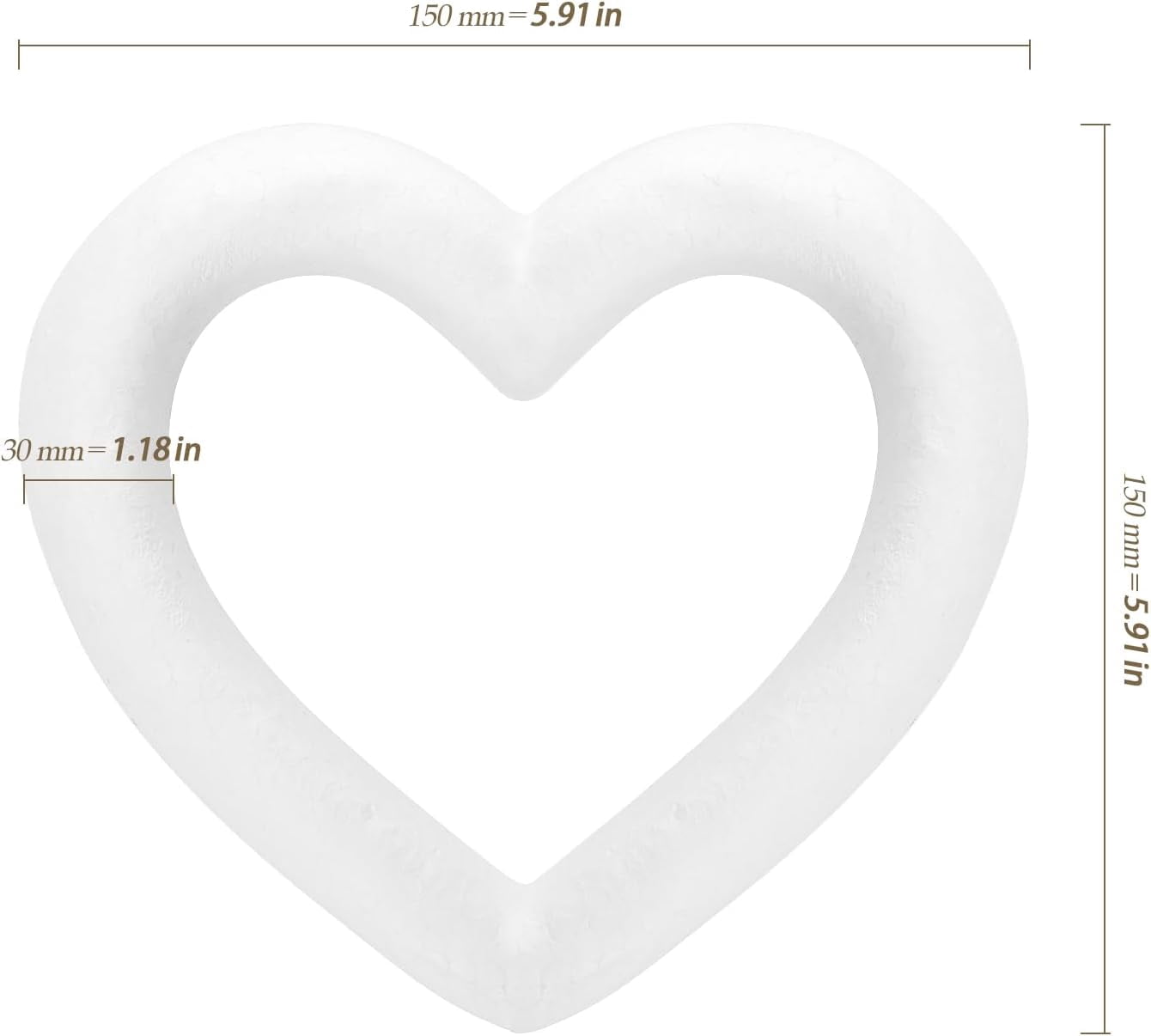 14 PCS 6 Inch Foam Wreath Heart, White Styrofoam Heart Wreath, Heart Shaped Wreath Foam Ring for Crafts, DIY Projects, Wedding, Valentine's Day, Floral Arranging Decoration
