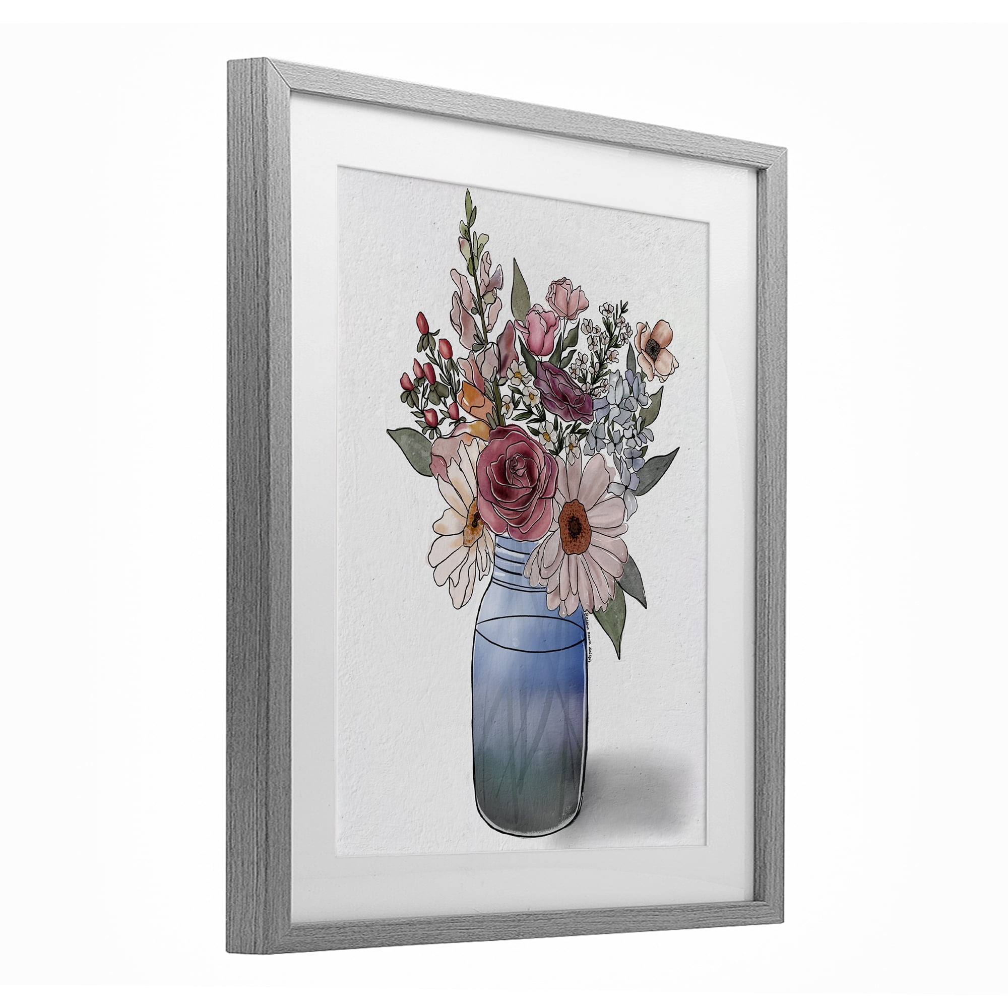 Stupell Industries Farmer's Market Vase Gray Framed Print Under Glass, design by Alisha Kiara Design