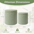 thumbnail image 3 of Boucle Round Ottoman with Storage Set of 2,Small Foot Stool Ottoman for Living Room,Small Coffee Table, Vanity Stool with Storage for Bedroom, Green, 3 of 16