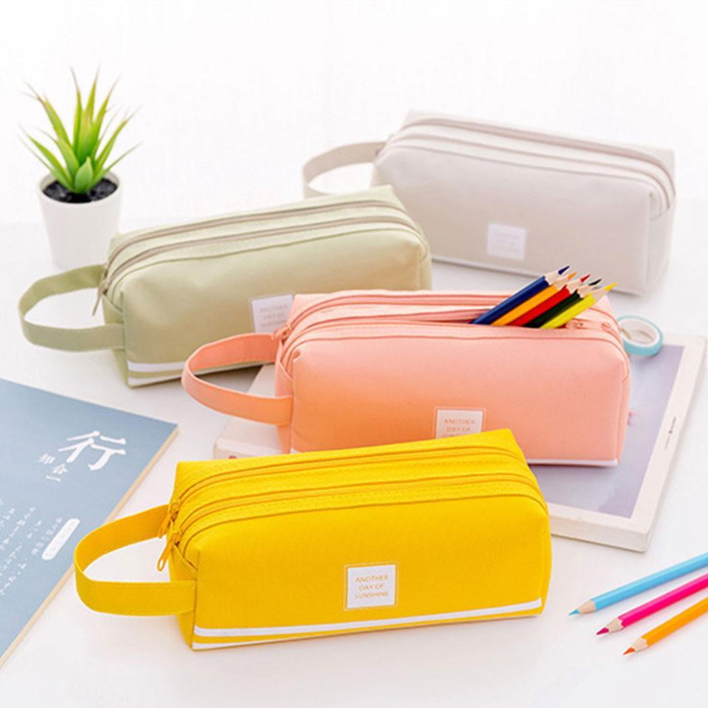 Large Capacity Pencil Cases Handheld Storage Pen Stationery Pouch Makeup Bags E6N6