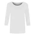 thumbnail image 3 of Long Sleeve Shirts for Women, Womens Tops Casual 3/4 Sleeve Crew Neck Shirts Loose Fit Tunic Blouses Summer Tees, White L, 3 of 6