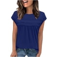 thumbnail image 4 of Hrsba Tops for Women Trendy,Solid Color V Neck 5 Sleeve Relaxed Summer Ladies Casual Daily Lightweight Comfy T Shirt Tops, 4 of 5