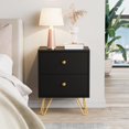 thumbnail image 4 of CARPETNAL Black Nightstand Set of 2, End Side Table Double, Bedside Table with 2 Drawers, Dual Night Stand Metal Legs for Bedroom Living Room, 4 of 14