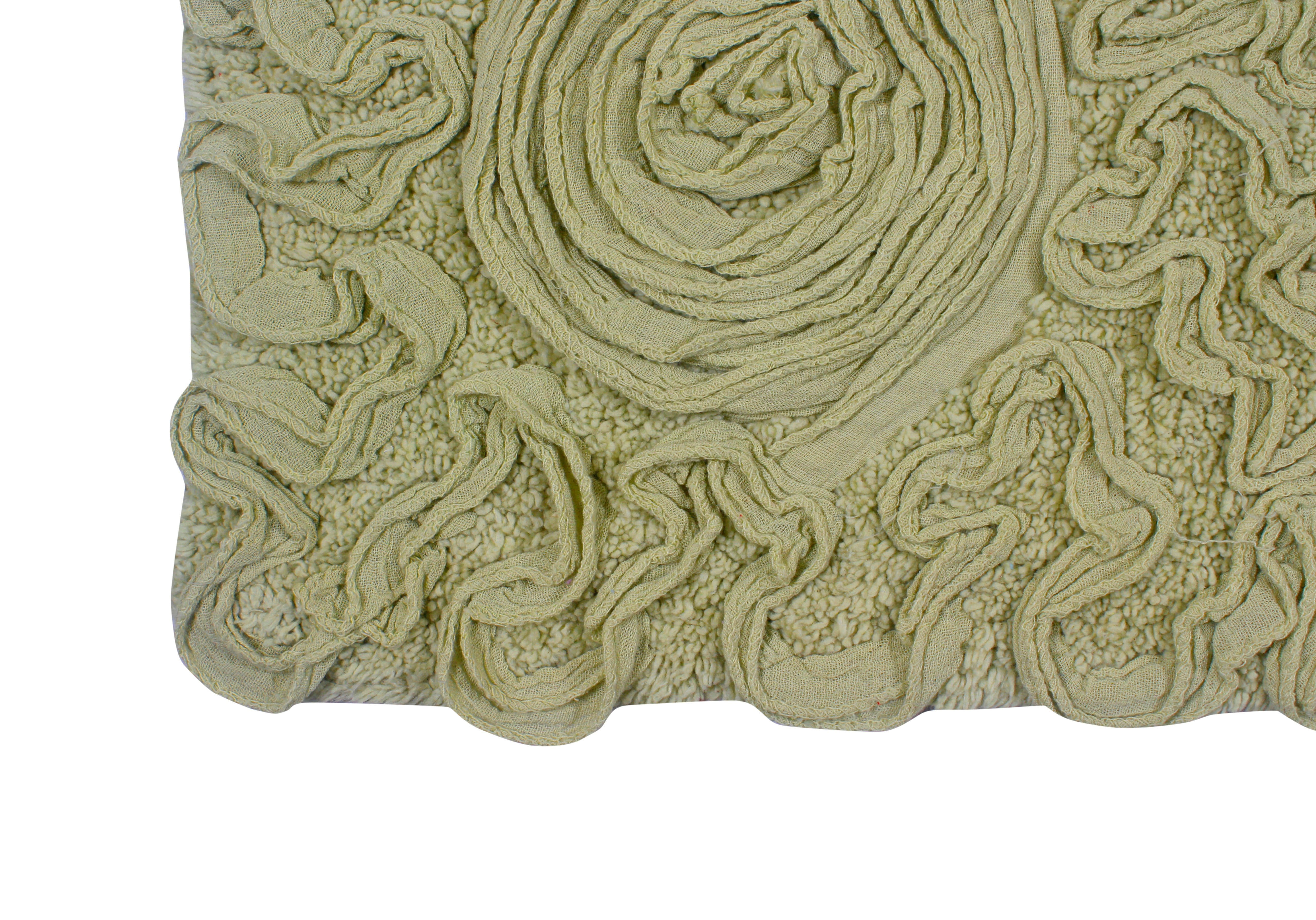 Home Weavers Bell Flower Collection 100% Cotton Non-Slip Bathroom Rug Set Machine Washable Bathroom Rug-17"x24", Bath Rug- 21"x34", Bathroom Rug- 24"x40", Green Color 3 Piece Bath rug set