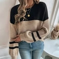 thumbnail image 4 of Women'S 2025 Autumn Fashion Long Sleeve Color Block Oversized Sweater Casual Round Neck Knit Top Pullover Black L, 4 of 8