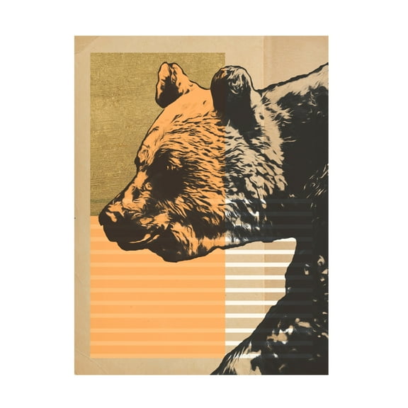 Trademark Fine Art Alonzo Saunders Gold Geometric Bear I Canvas Wall Art