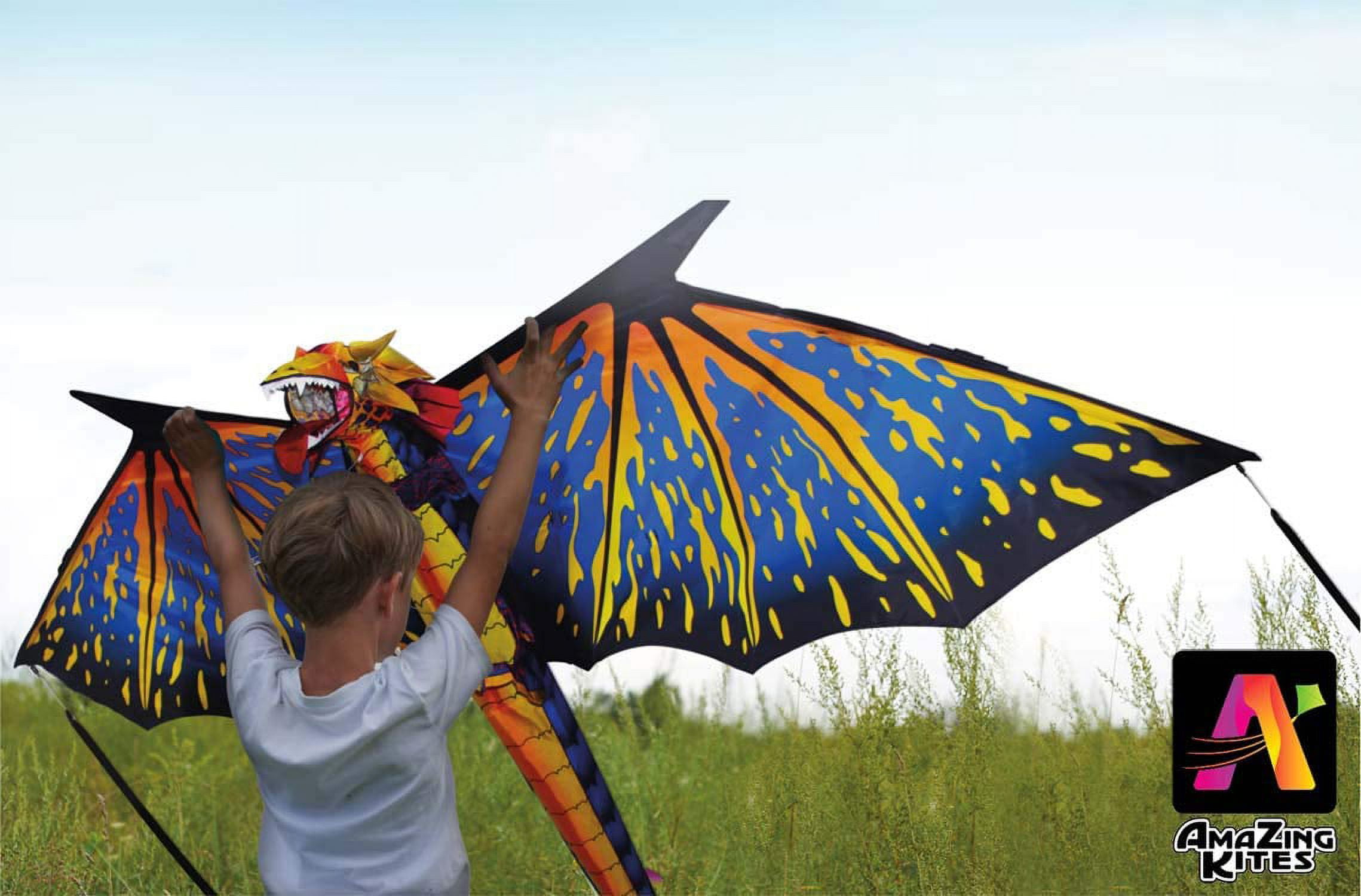 amazing kites 3d nylon dragon kite with 80" wingspan (6 ft 8 in)