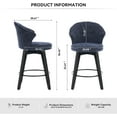 thumbnail image 2 of Bar Stools Set of 2, Counter Height Bar Swivel Chairs with Backs, Wood Legs and Footrest, Chenille Cushion, Height Adjustable, for Kitchens, Bars, Restaurants, Cafes, 2 of 9