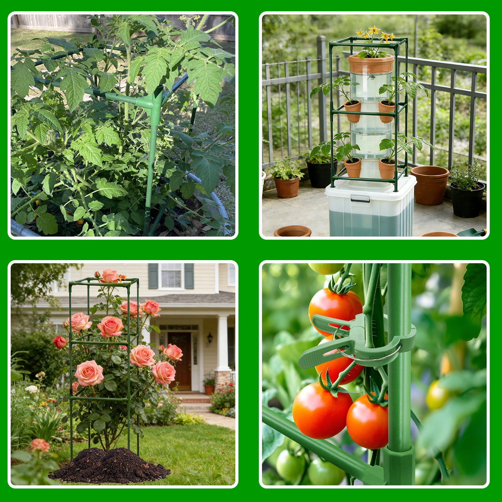 Garden Trellis 48" Tomato Cage Adjustable Metal Plant Cage for Climbing Plants Vegetables Flowers Fruits 3 Pack