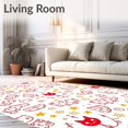 thumbnail image 2 of ODIKA 4'x6' Machine Washable Non-Slip Area Rug, Charming Cartoon Cat Parade with Floral and Accents High Traffic Rug with Pad, White, 724384, 2 of 8