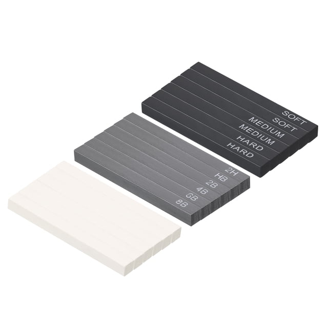 Juego de varillas de carbón comprimido Uxcell, 3 tipos de suministros de arte, varilla cuadrada para bocetos, negro y blanco
