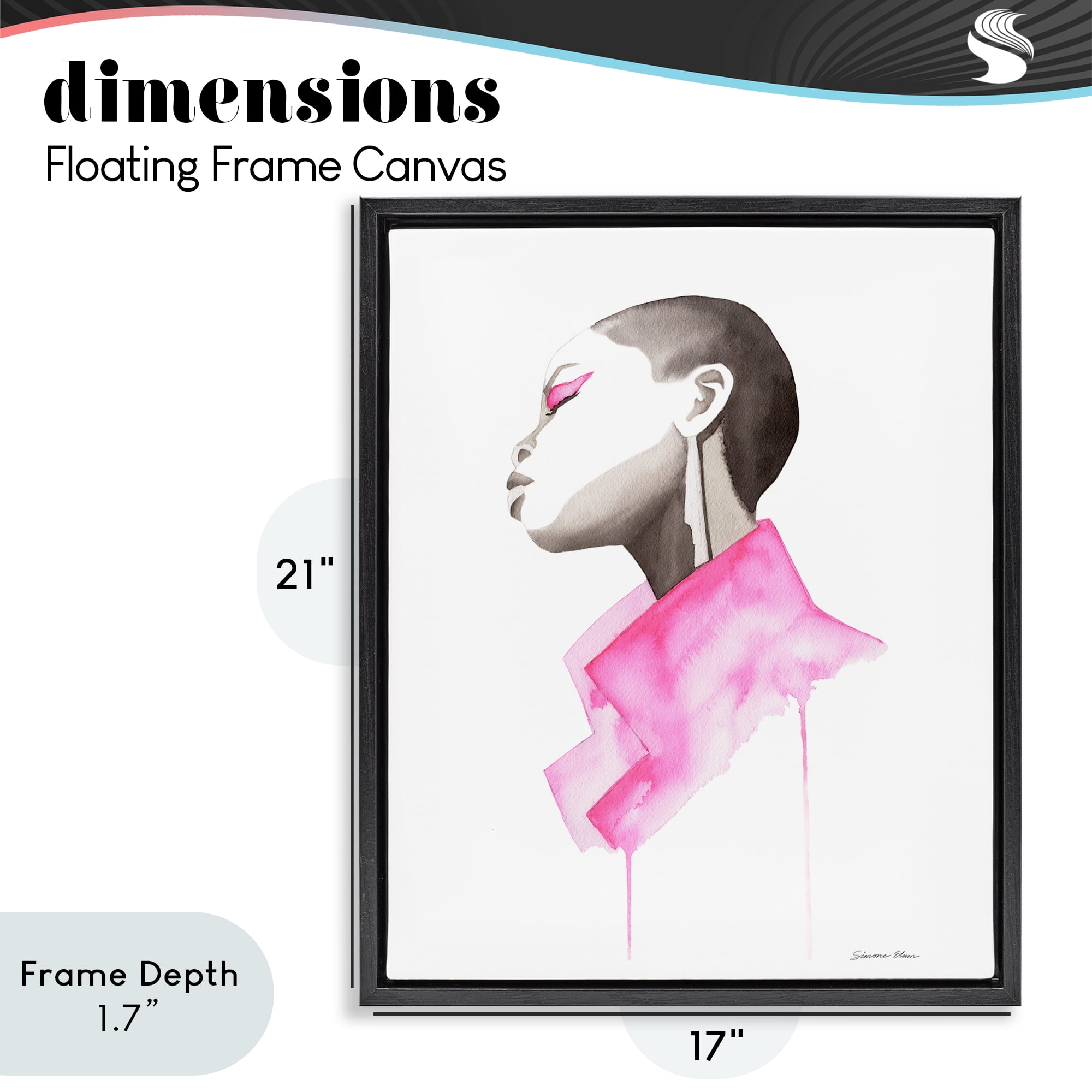 Stupell Industries Pink Jacket Elegance Portrait Black Framed Floater Canvas Wall Art, design by Simone Elum