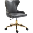 thumbnail image 1 of Meridian Furniture Chaise de Bureau Pivotante Réglable en Cuir Végétalien Gris, 1 of 9