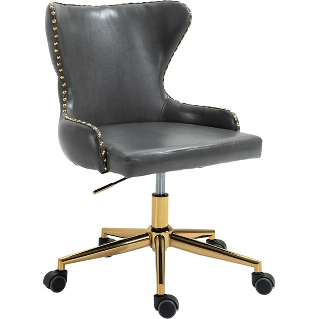 Meridian Furniture Chaise de Bureau Pivotante Réglable en Cuir Végétalien Gris