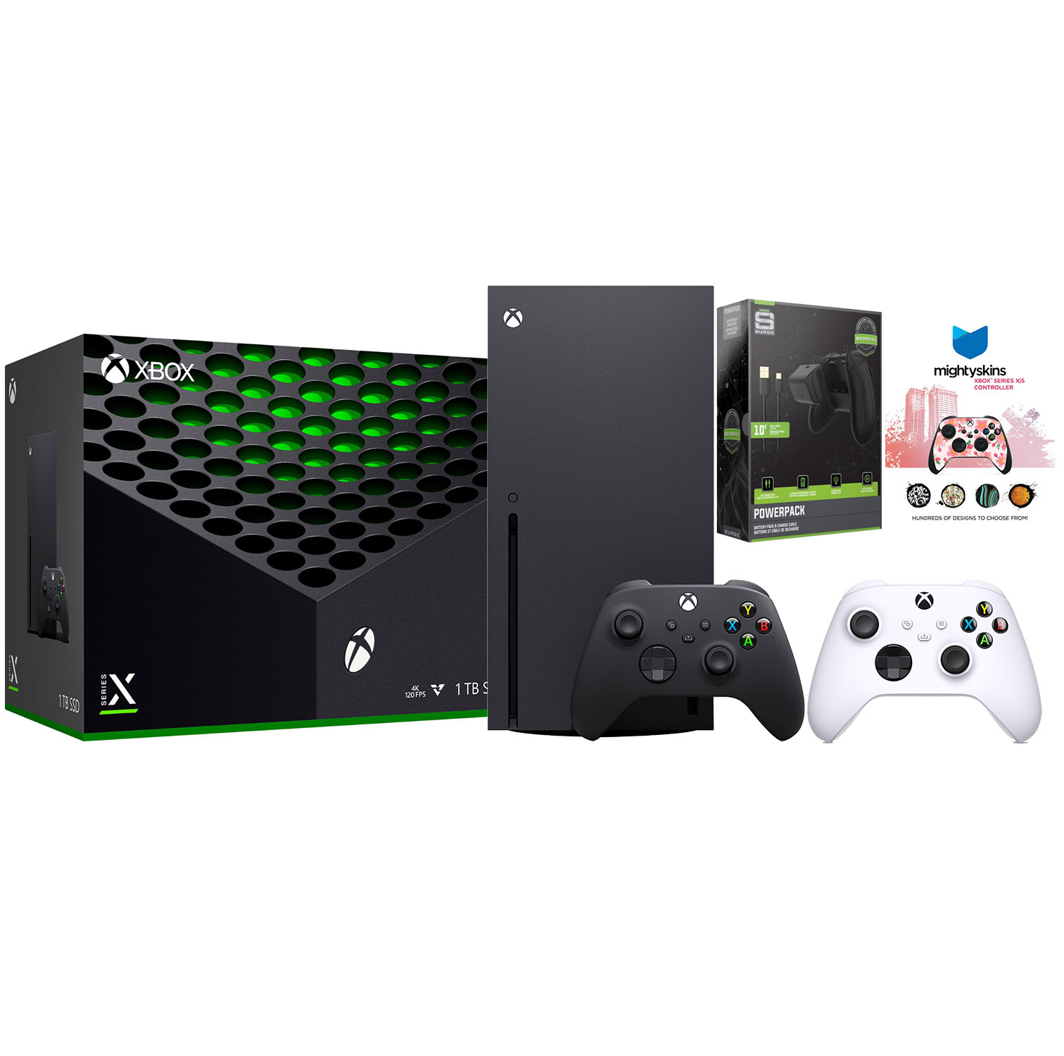 Xbox Series X 1TB Disc Console with Extra Controller, Battery Pack and MightySkins Code Bundle - Robot White