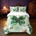 thumbnail image 3 of Homewish Watercolor Butterfly Queen Bedding, Chic White Blossoms Bedding Comforter Set Queen, Green, Reversible 7 Pieces, 3 of 7