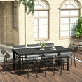 thumbnail image 2 of 75" X 35" Outdoor Table For 8 People, Rectangular Aluminum Frame Patio Furniture With Waterproof Faux Wood Tabletop, Black, Garden & Lawn Dining Eight - Water- Top Perfect Garden, Lawn, Patio, Black, 2 of 6