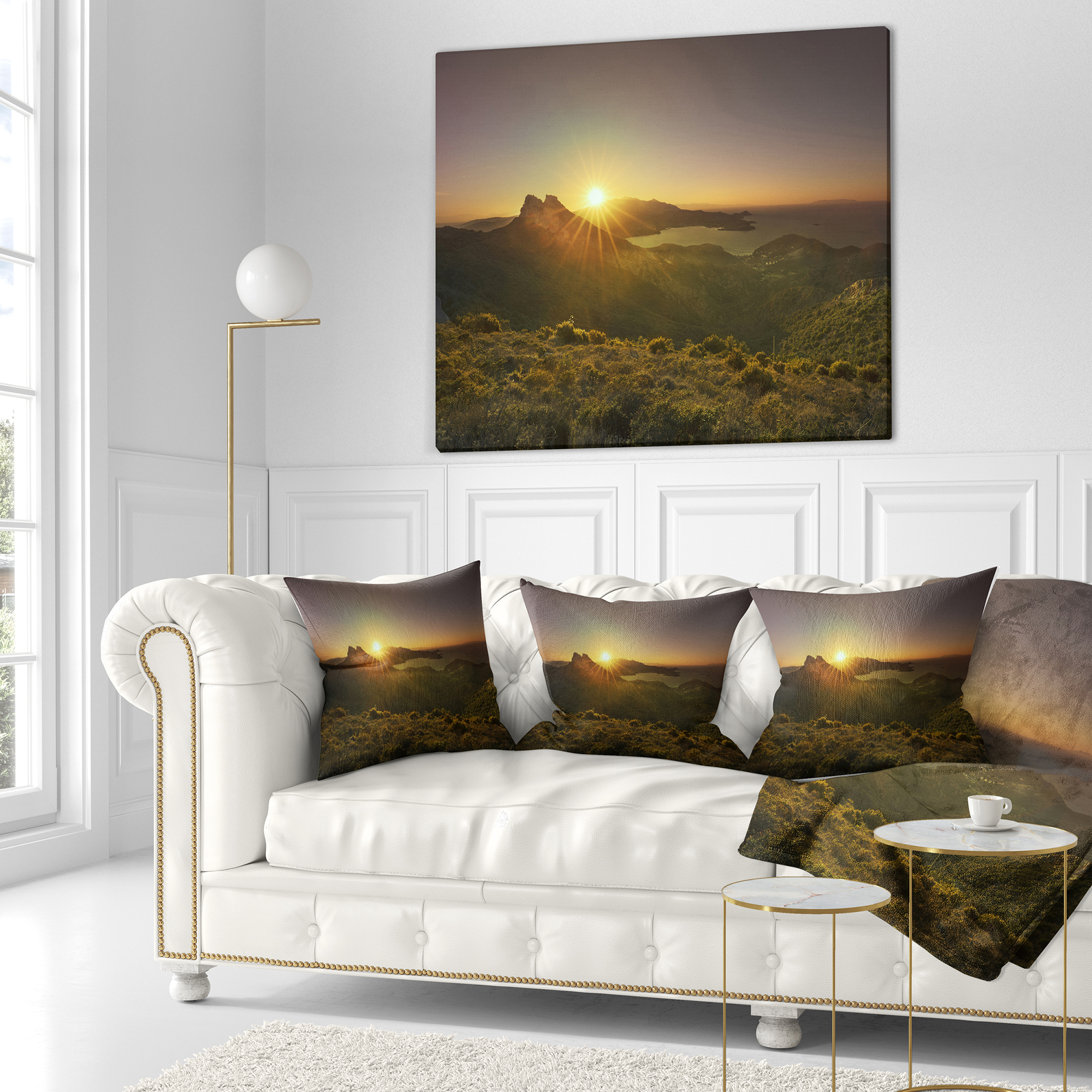 Designart Volterraio and Portoferraio Bay - Landscape Wall Throw Pillow - 16x16