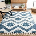 thumbnail image 2 of SAFAVIEH Moroccan Tassel Dawson Geometric Shag Area Rug, Blue/Ivory, 6'7" x 9'2", 2 of 8