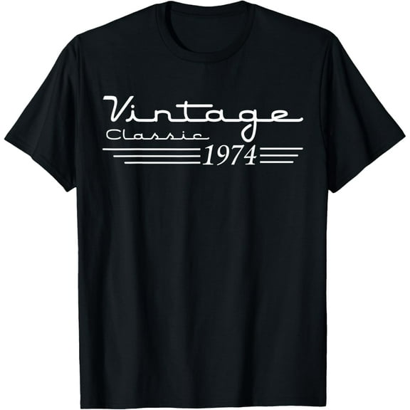 t-shirt Vintage 50th Birthday Decorations Vintage 1974 50 Birthday T-Shirt mens，black，women，funny，journey，Crew Neck, Short Sleeve,custom clothing patterns.gift