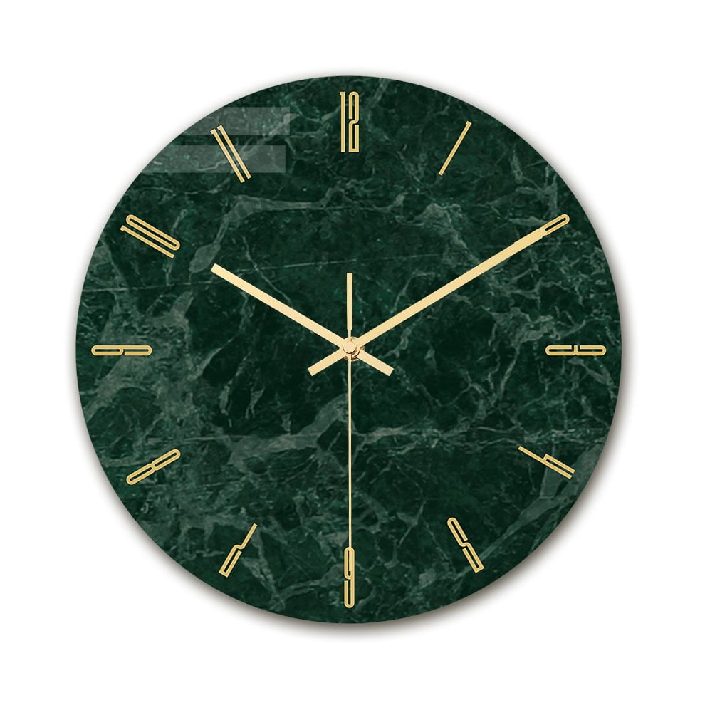 Round Glass Wall Clock Nordic Marble Design Hanging Decorative Home Watches 