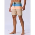 thumbnail image 2 of DARING DIVA Men's Color Block Drawstring Waist Pool Beach Striped Swimming Shorts 30 Orange, 2 of 6