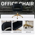 thumbnail image 4 of KCC Home Office Chair Swivel Velvet Desk Chair Accent Armchair Upholstered Modern Tufted Chairs with Gold Base for Girls Women Ergonomic Study Seat Computer Task Stools for Living Room(Black), 4 of 8