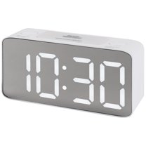 REGALWOVEN Digital Alarm Clock Large 7 LED Display, Dual Alarms, USB Charging Ports for Bedroom/Dorm White 6.5"L x 1.77"W x 3.14"H