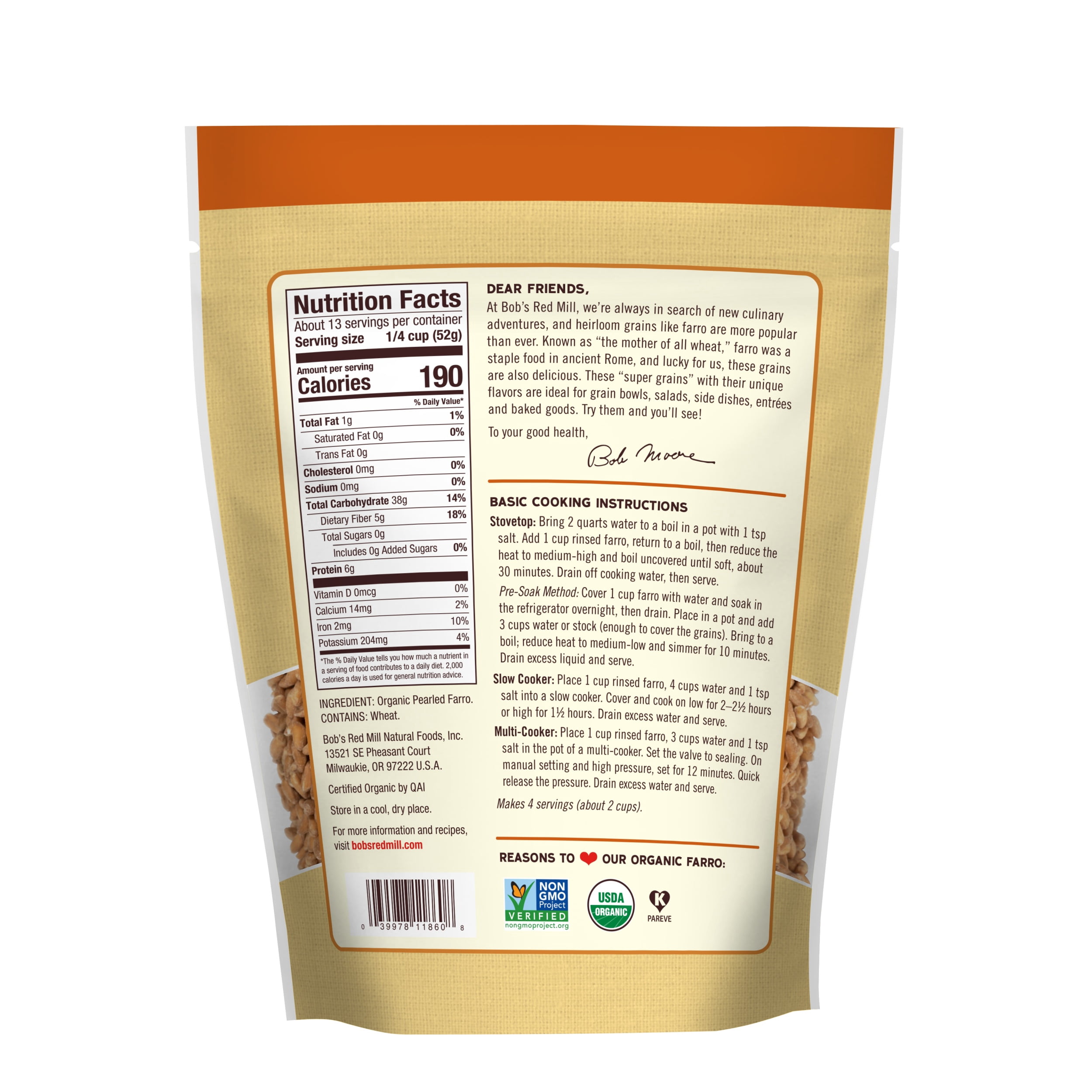 Bob's Red Mill Organic Farro Grain 24 oz