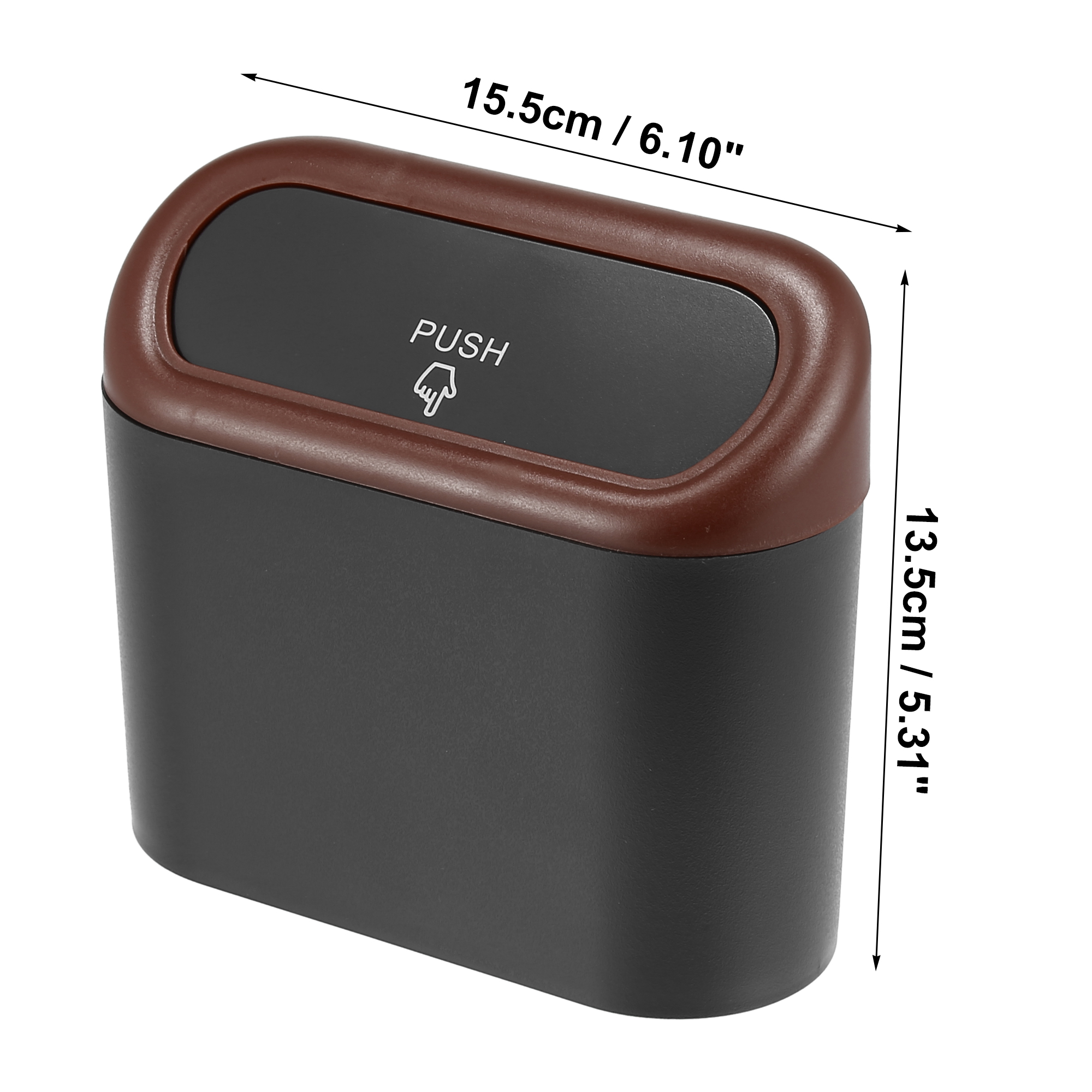 Unique Bargains Pressing Type Trash Can Hanging Vehicle Garbage Dust Box Brown