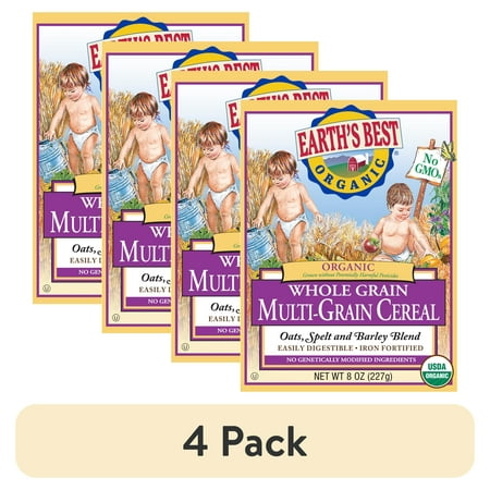(4 pack) Earth's Best Organic Infant Cereal, Whole Multi-Grain, 8 oz. Box