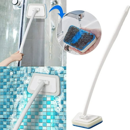 

Removable Bathtub Brush Multifunctional Wall Tile Brush Window Glass Sponge Cleaning Brush Long Handle Floor Brush For Kitchen Swimming Pool Patio Bathroom Products Set