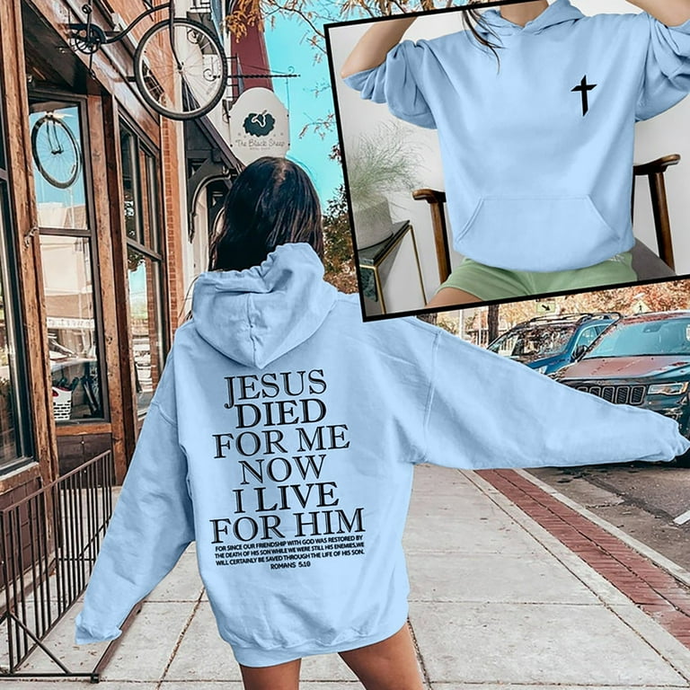 WENWU Hoodies for Women Christian Sweatshirt Graphic Letter Print