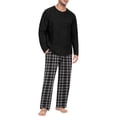 thumbnail image 3 of VV AVEORS Mens Pajama Set Pjs Christmas Plaid Sleepwear Cotton Lightweight Long Sleeve Pjs Soft Comfy Sleep Set With Pocket Black S, 3 of 8